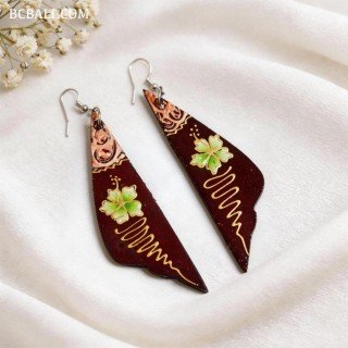 Handcrafted Painting Wood Earrings Made in Bali